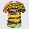 Nová legrační hamburger pizza 3D potisk trička Muži s výstřihem pro volný čas Tričko s krátkým rukávem Oversized Streetwear Dětská trička Topy Oblečení
