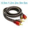 OFC Audio Signal Cable 2 Male To 2 Male Car Audio RCA Cable Amplifier RCA Connector 0.5m/1.2m/2m/3m/5m RCA Wire Cable for CarGood Product