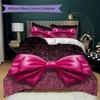 Pink Bow Pattern Bedding Uilt Set Uilt Cover Pillowcase Home Decoration Birthday Gift (1 * Duvet Cover + 2 * Pillowcase  Without Core)29
