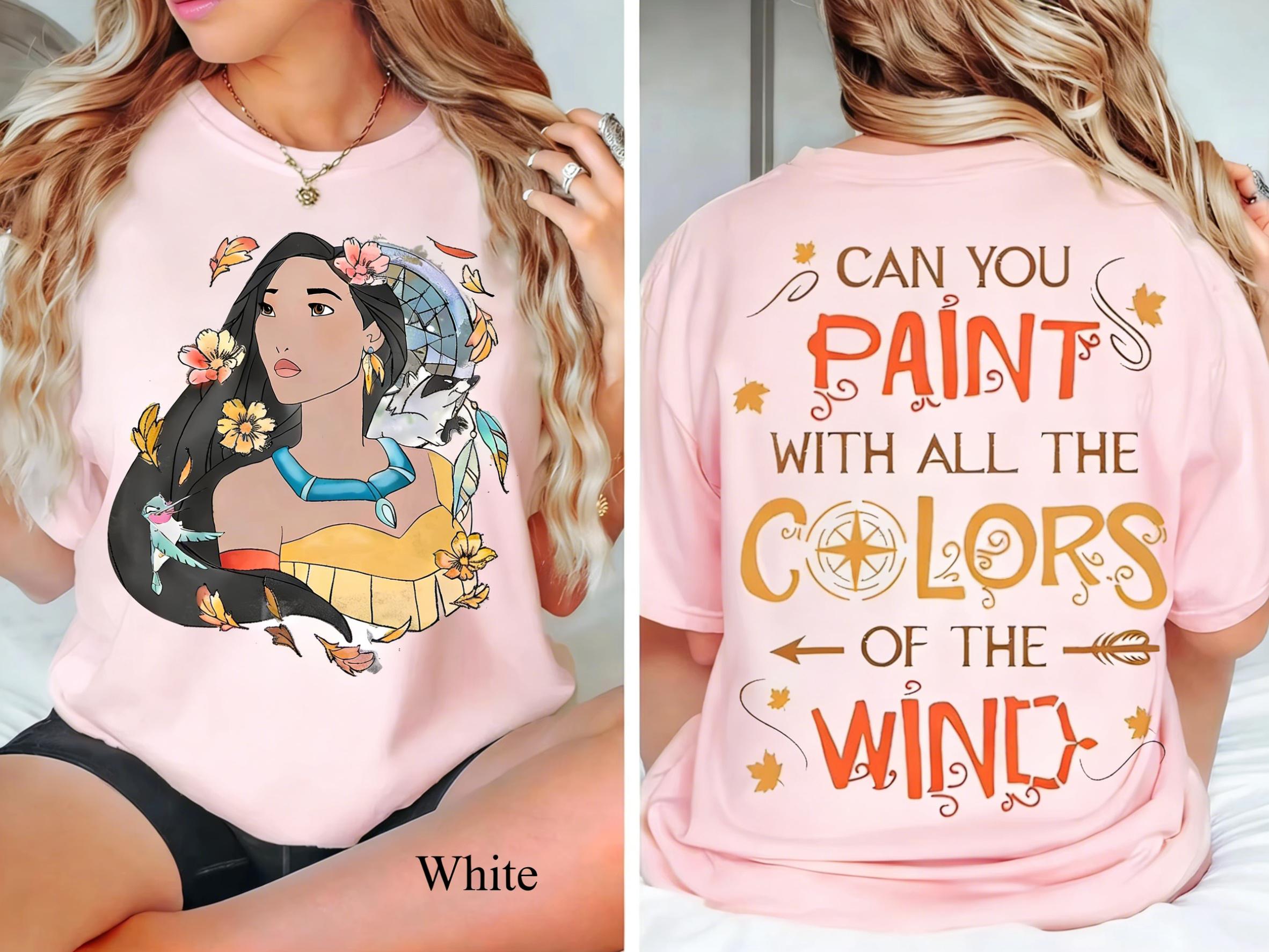 Disney Pocahontas Portrait Printed Tshirt Meeko Afternoon Dream Tshirt Unisexs and Womens Casual Loose Top S
