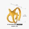 Stainless Steel Gold Color Starfish Open Rings For Men Women Vintage Metal Irregular Star Adjustable Finger Rings Beach Jewelry