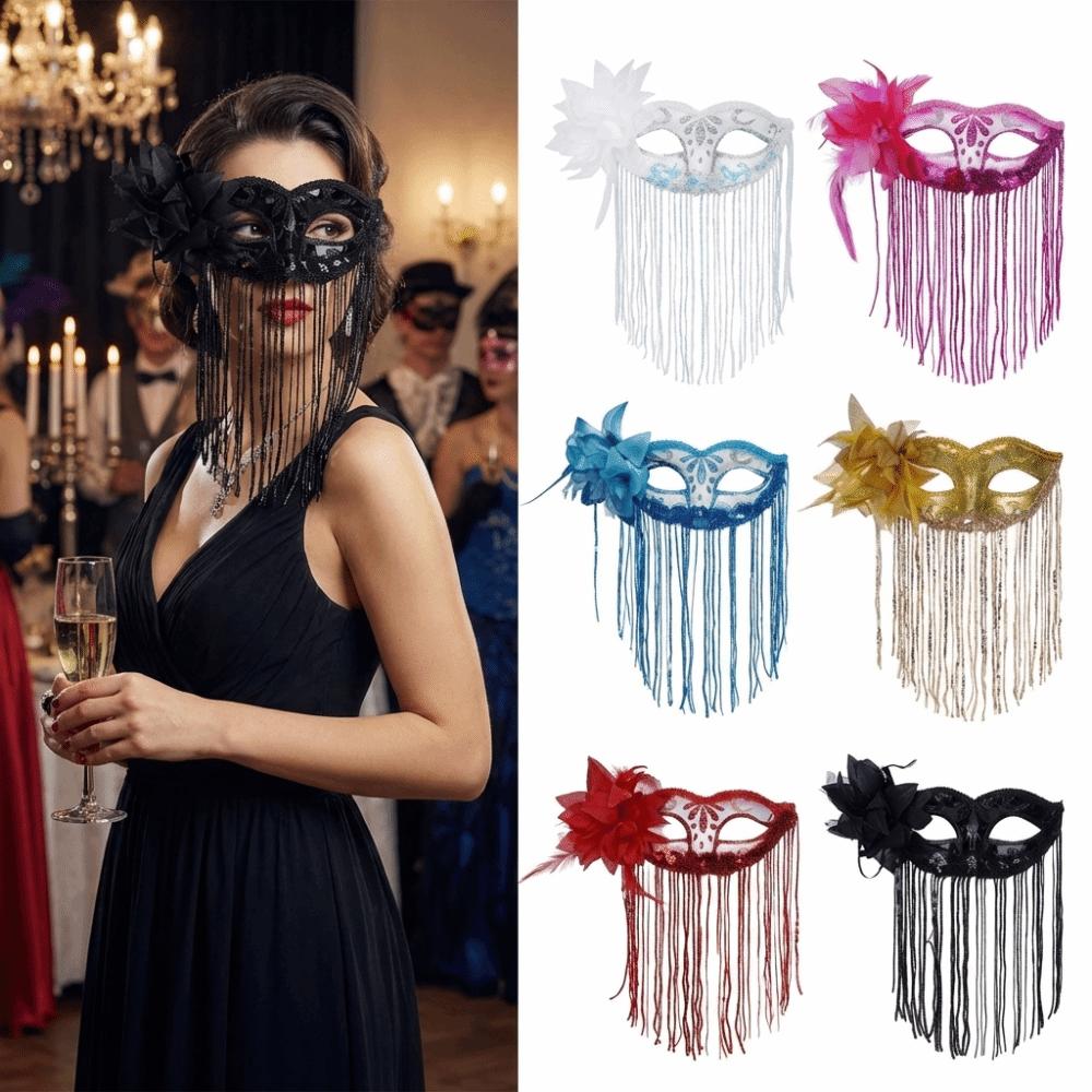 Mysterious Half Face Mask Tassel Design Party Mask Fashion Fox Mask  Masquerade