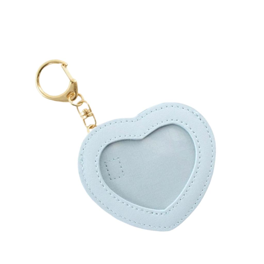 Cute Heart Shape Badge Holder Keychain Anime Pin Pendant PU Leather Display Protector Bag for Students and Collectors