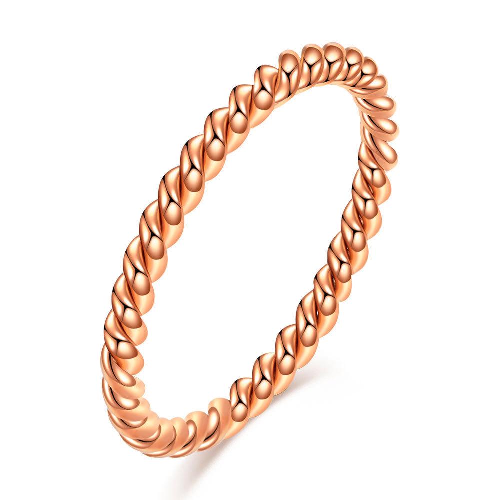 Trendy 2MM Tri-Color Stainless Steel Ribbed Ring