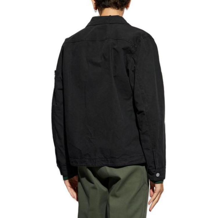 STONE ISLAND Logo Polo Neck Long Sleeve Single Breasted Jacket Men Jacket Black 811511412-V0029