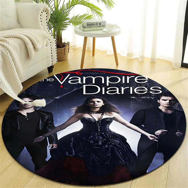 1pc The Vampire Diaries3 Design Printed Area Round Carpet for Bedroom Living Room Home Decor Rugs Mat Non Slip Mat Rug for Bedside