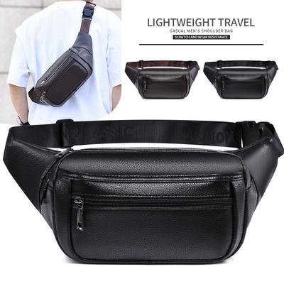 Men's Bag, Men's Waist Bag, Sports Waist Bag, Close Fitting, Diagonal Cross Bag, PU Leather, Fashionable Business, Commuting Chest Bag