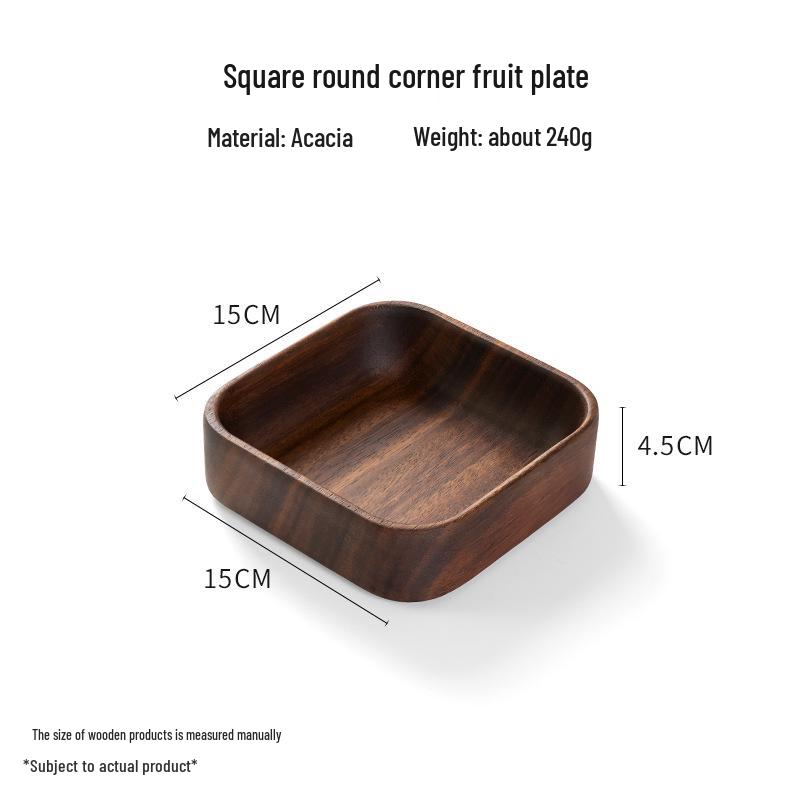 Solid Walnut Wooden Fruit & Salad Bowl - Round Plate for Dining & Household Use