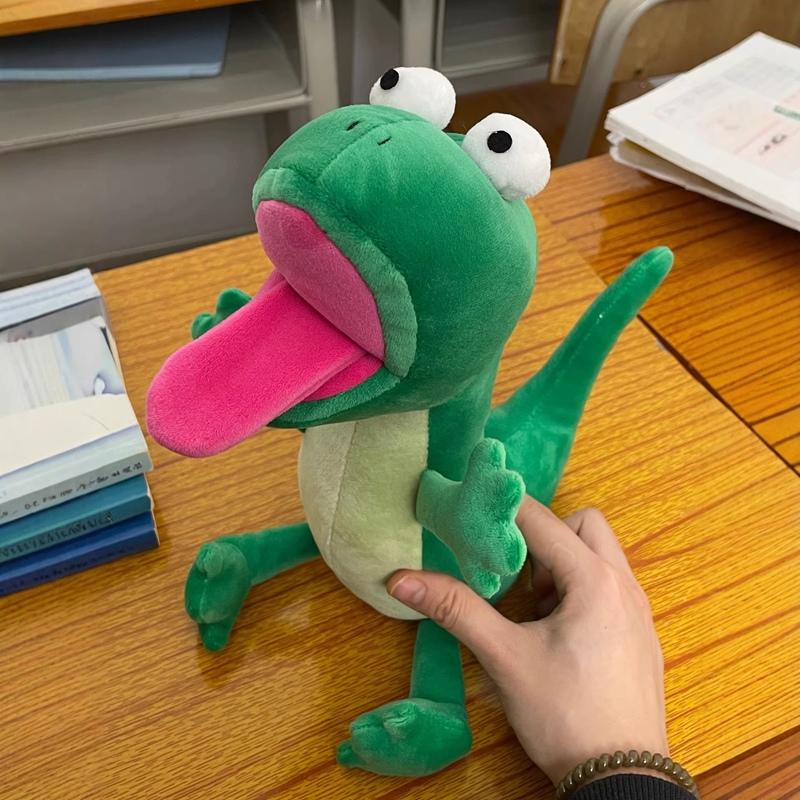 30Cmfunny Licking Lizard Plush Toy Green Reptile Stuffed Animal Doll Cute Soft Dinosaur Figure For Kids Girls Boys Birthday Gift