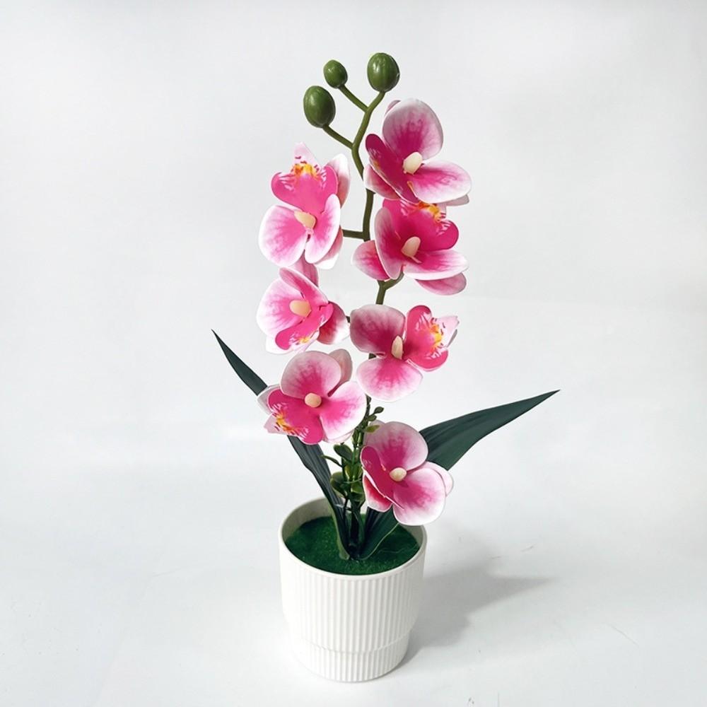 7 Heads Simulated Flower Butterfly Orchid Potted Pink Artificial Faux Plants  Living Room Ornaments