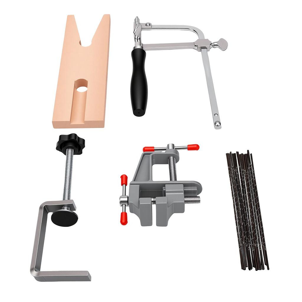 Adjustable Jewelry Saw Woodworking Wire Saw Bench Pin with Clamp for Craft Making Wax Metal Wood Cutting