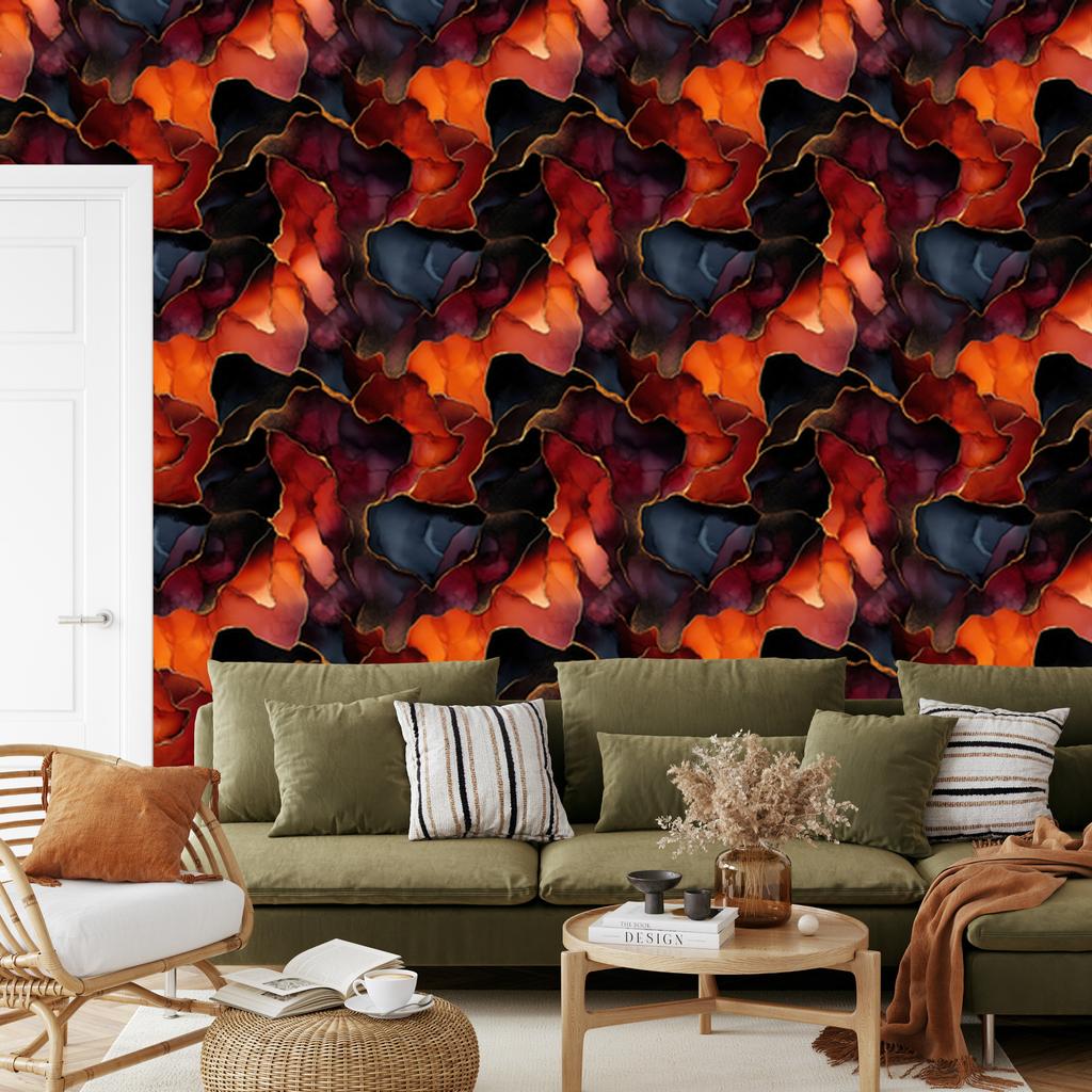 Ink Wallpaper Black and Red for Living Room and Bedroom 50x1000