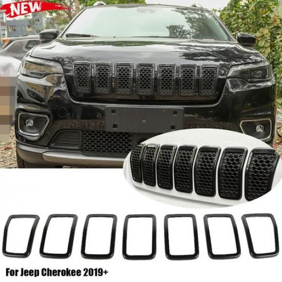 Black Front Grille Grill erts Cover Trim Decoration For Jeep Cherokee +