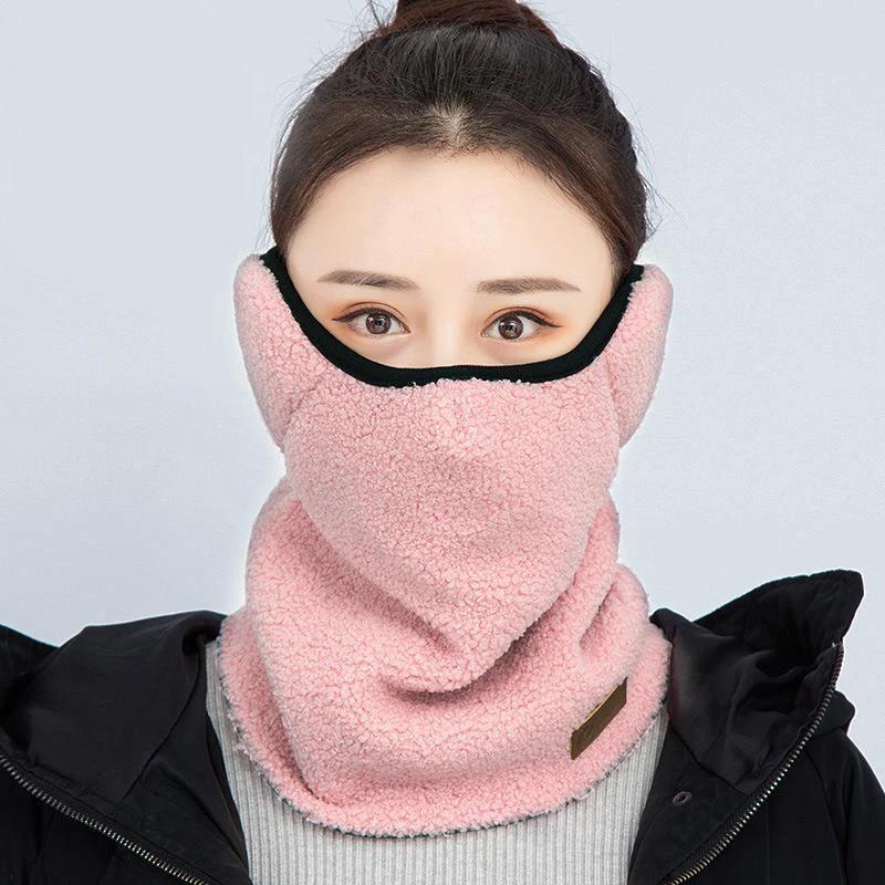 Winter Beanie Hat for Women Coral Fleece Cap Camping Outdoor Sports Thick Neck Scarf Ear Caps Balaclava Mask Bonnet Hats Masks