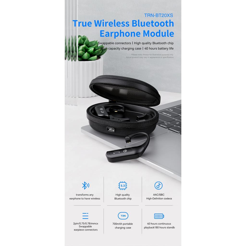 TRN BT20PRO Bezdrátová Bluetooth 5.3 HIFI Sluchátka Modul Upgrade Kabel Vyměnitelný pro Air Pods Conch 0.75 0.78 Mmcx 2pinyqdc