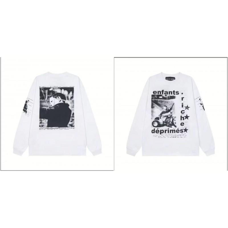 Washed Vintage Distressed Cotton Long Sleeve Tee Oversized Streetwear Style Men Casual Daily Wear