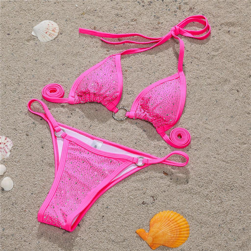 Sexy Bandage Bikini Diamond Women's Swimsuit Popular Split Swimwear