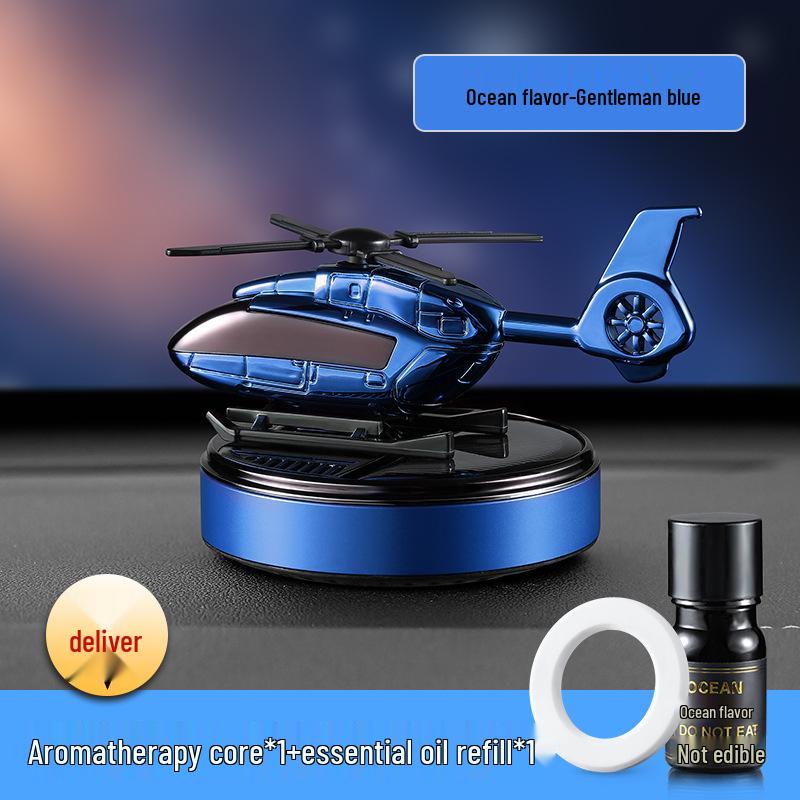 Solar Helicopter Air Freshener: Creative Camouflage Aircraft Car Perfume Ornament