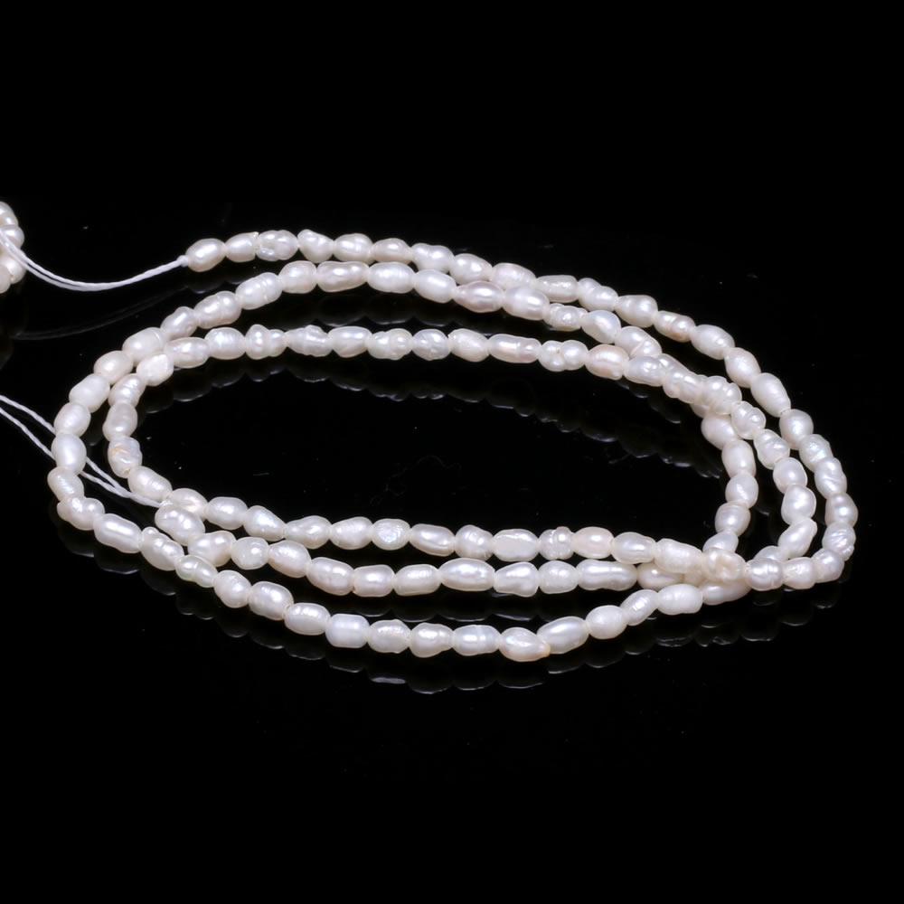 1String, White Natural Freshwater Pearls, Rice Shape Pearl Beads, 2–2.5 Mm, for DIY Necklace Accessories, Valentine's Day Gifts, 36cm