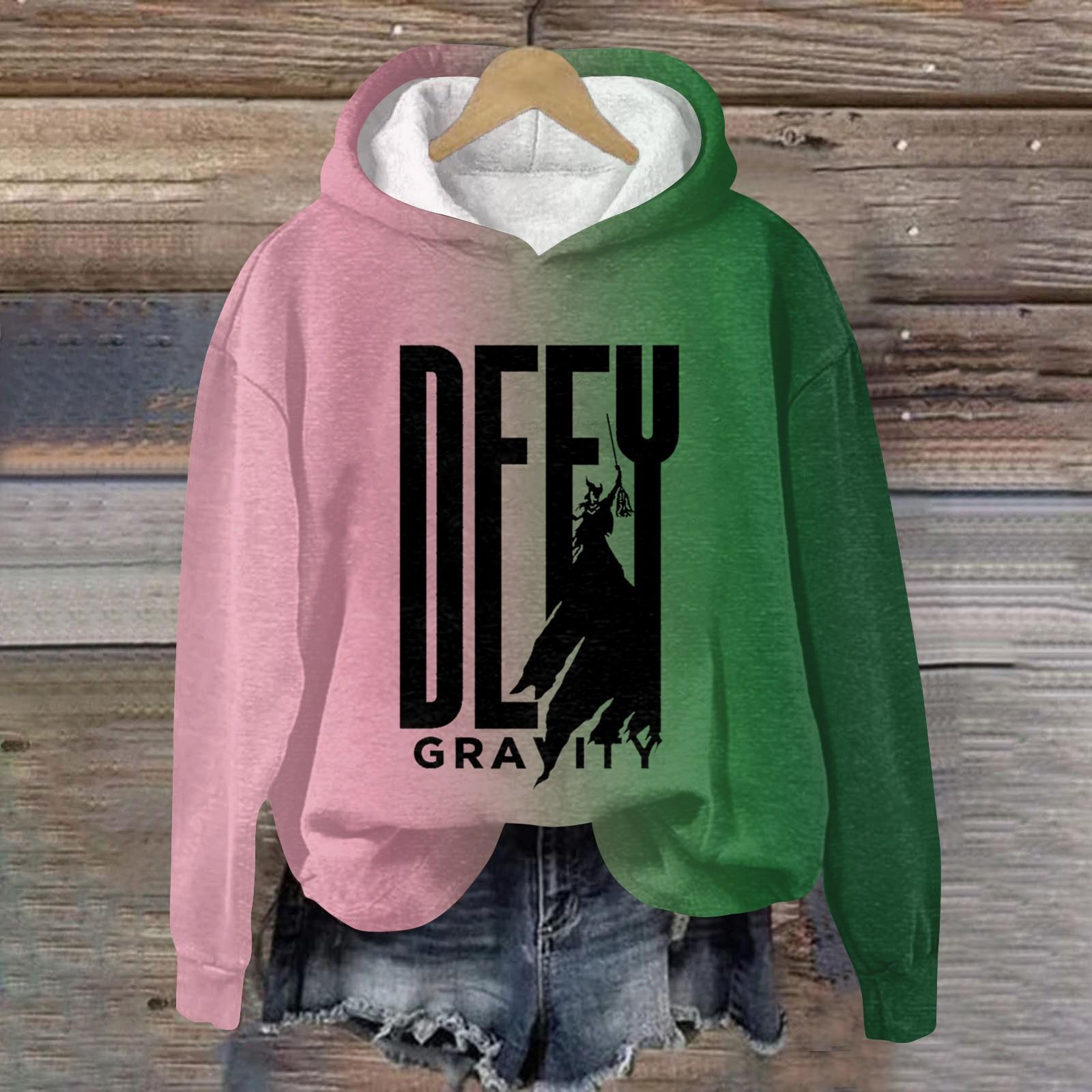 

Женский модный пуловер с капюшоном и принтом ведьмы S