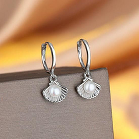 Trendy 925 Silver Peach Heart Hoop Earrings - Simple, Fresh, and Elegant