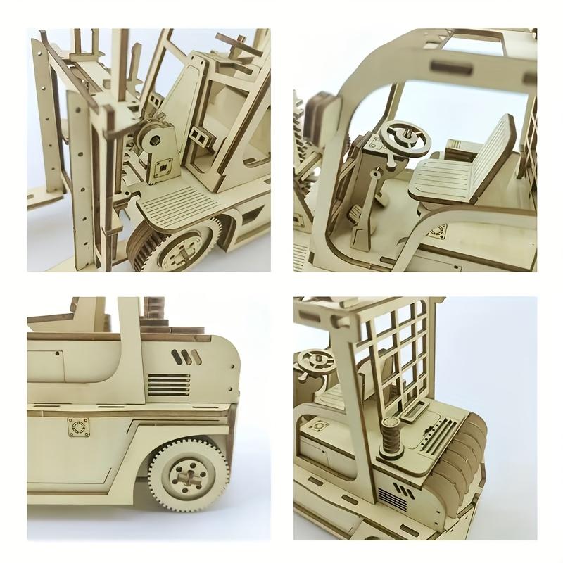 3D Wooden Puzzle for Adults Forklift Engineering Vehicle Building Block Mechanical Car Model Kits STEM Toy Gift for Kids Boys