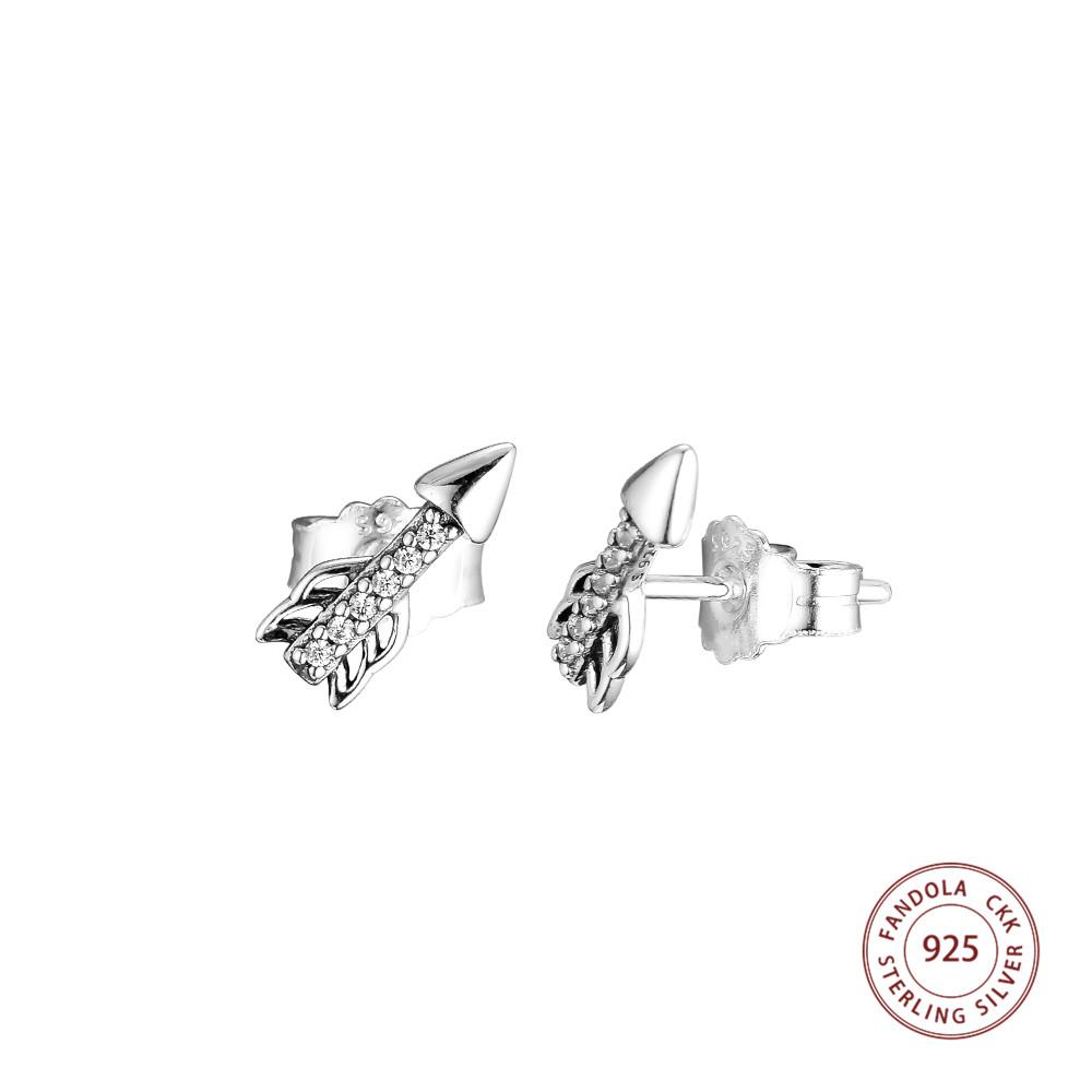 Ohrstecker aus echtem 925er-Sterlingsilber, klare CZ, funkelnde Pfeile, für Damen, Ohrringe, Modeschmuck