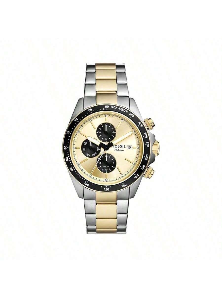 

Men s chronograph watch with multi-function dial, tachymeter, and pulse scale. Retro industrial design, BQ2876. жовтий