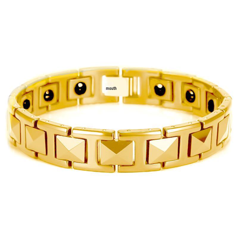 New European & American 12mm Engraved Ceramic Magnetic Bracelet in Gold 18K золотой