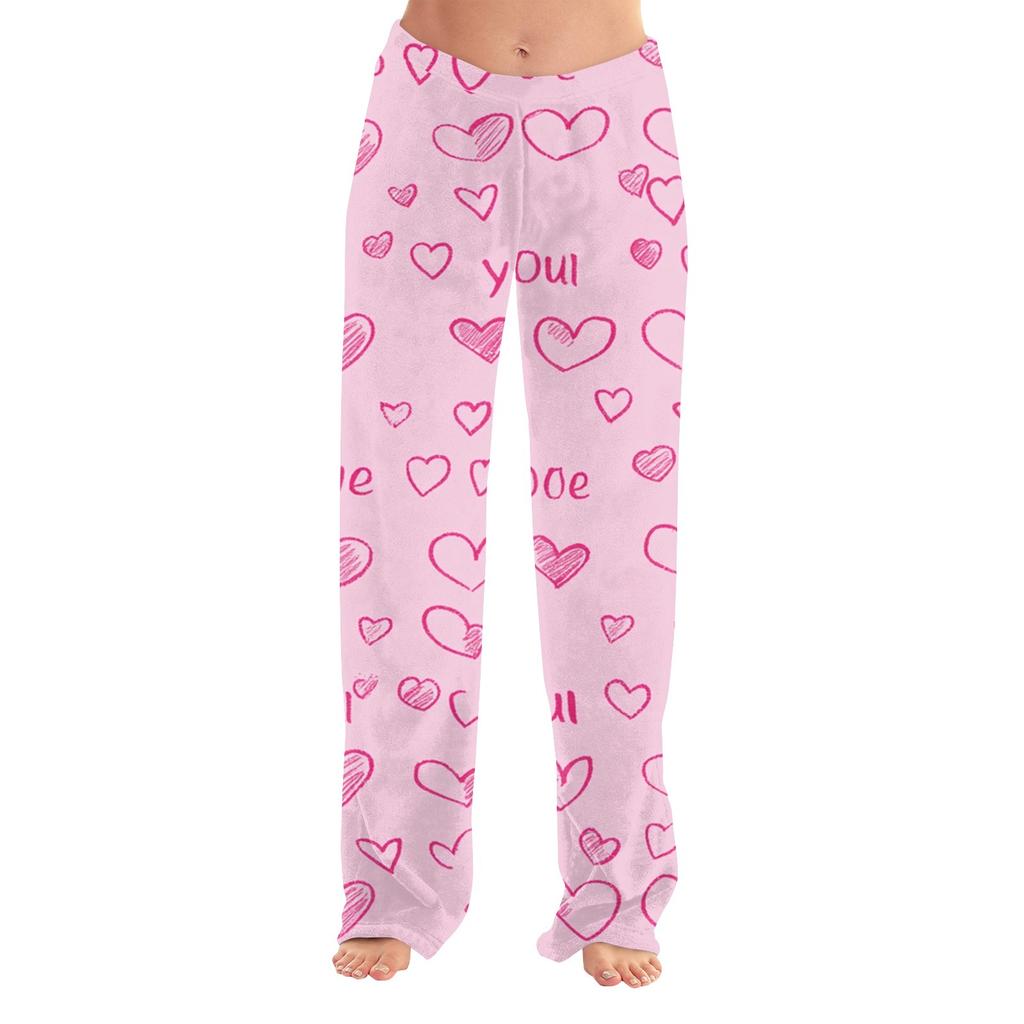 Women's Valentine's Day Printed Casual Pants Drawstring Elastic Waist Drawstring Pants