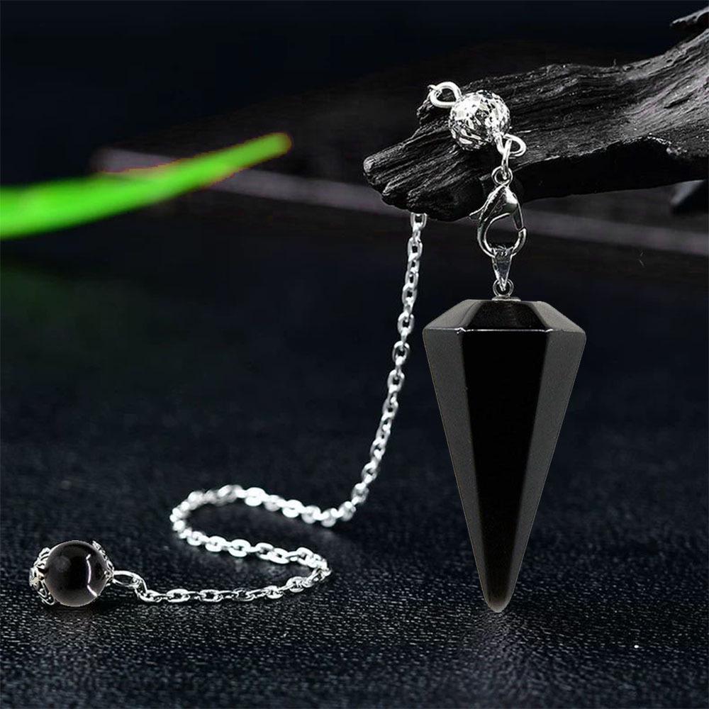 Amethyst Crystal Pendulum Necklace, Raw Hexagonal Pyramid Pendant, Adjustable Yoga Jewelry