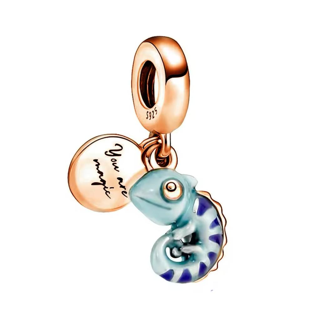New Blue Marine Creatures Conch Jellyfish Turtle Shark Copper Charm Pendant Fit For Original Bracelet Diy Women'S Jewelry
