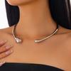 Doplňky Jednoduchý INS Větrný Slitina Hladký Prsten Krátký Choker Obojek Tvar Kapky Vody Lesklý Náhrdelník Ženy