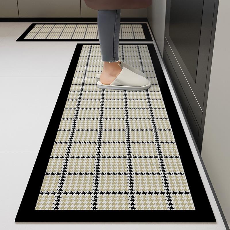 Kitchen Carpet Non-slip Wear-resistant Waterproof Floor Mat Gray Minimalist Pattern Rug Long Size Home Decoration Foot Mats