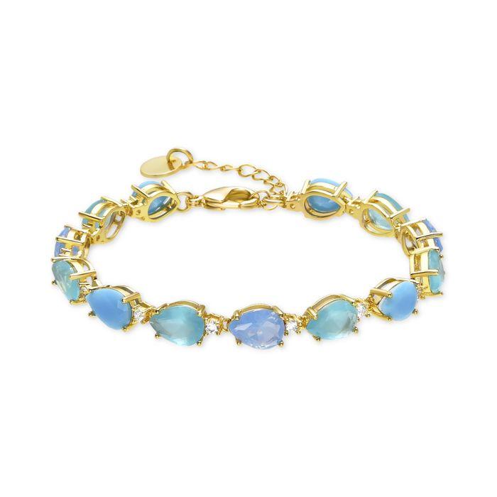 Bracelet - Luxenter - Iknas - Argent 925 - Quartz hydrothermal bleu clair - finition or jaune 18k