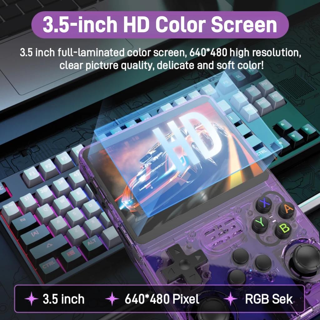 Console de jeu portable rétro R36S, écran IPS 3,5 pouces, plus de 20 000 jeux intégrés, plus de 20 émulateurs, console de jeu mini 64 Go/128 Go