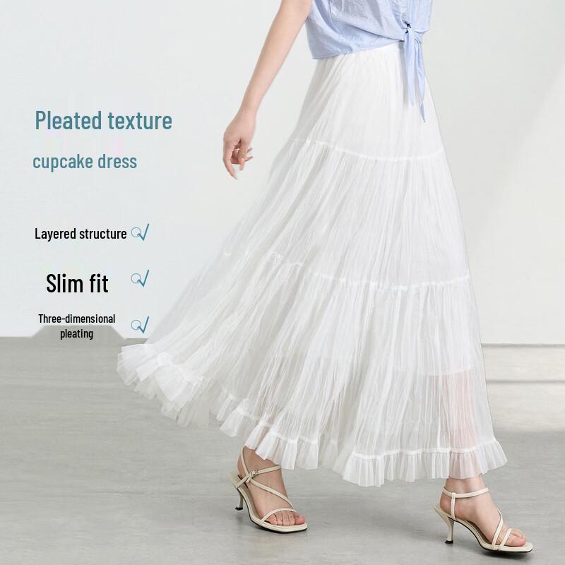 FivePlus High-Waisted Pleated Tiered Midi Skirt F