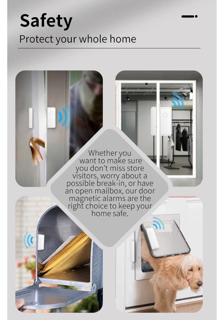 Magnetic Sensor 1000Ft Wireless Doorbell with 5 Adjustable Volumes