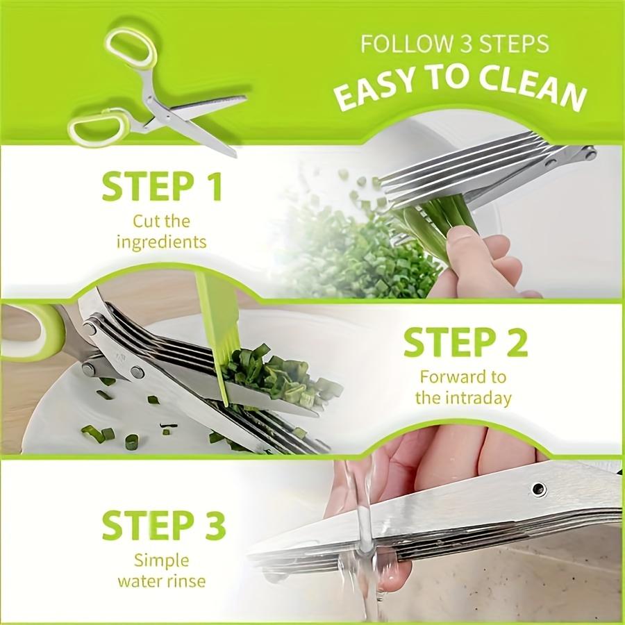 1 Set of Five Layer Stainless Steel Scallion Scissors Multifunctional Multi-Layer Seaweed Vegetable Kitchen Scissors5