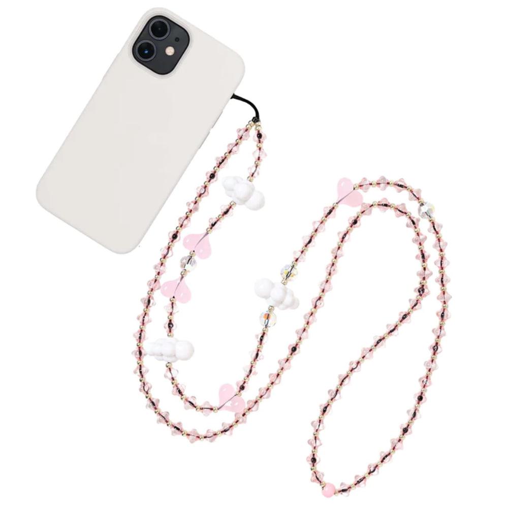 KKBEAD Heart and Cloud Crossbody Lanyard: Japanese and Korean Style Mobile Phone Chain Pendant Jewelry