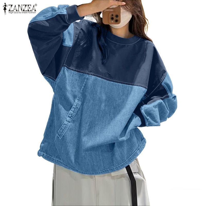 ZANZEA Women Casual Round Neck Fashion Long Sleeve Blouse