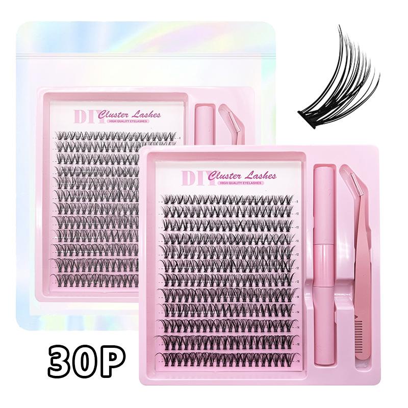 30D40D100D Segmented False Eyelashes Natural Dense Curled Single Cluster Self-Adhesive Eyelash Set