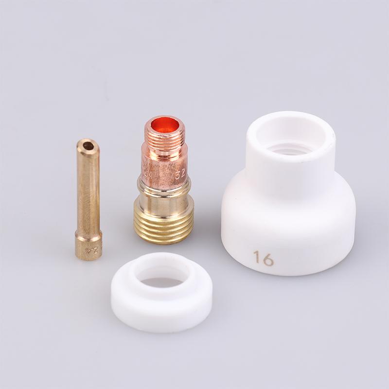 

4 шт. Сварочные наконечники TIG 1,6/2,4/3,2 мм Белые керамические сопла Набор чашек из глинозема Горелки WP17 18 26 Короткие цанговые патроны Корпус Газовая линза Набор 2.4mm
