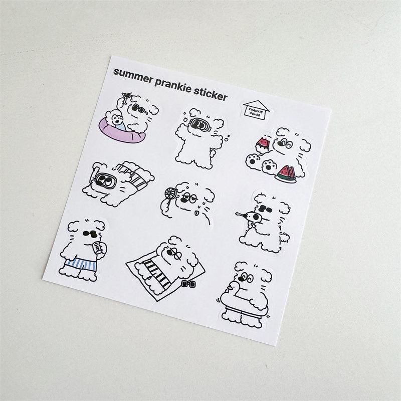 

Korean Cute Summer Prankie Puppy Sticker - French Style Journal Sticker