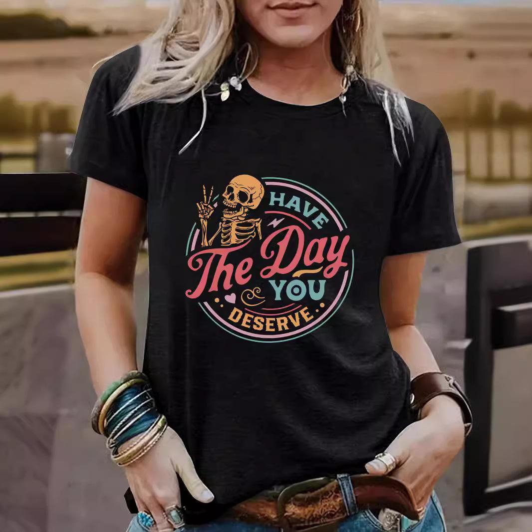 

Short-sleeved T-shirt European and American summer new women s fashion casual home commuting versatile round neck short-sleeved T-shirt 5XL чорний