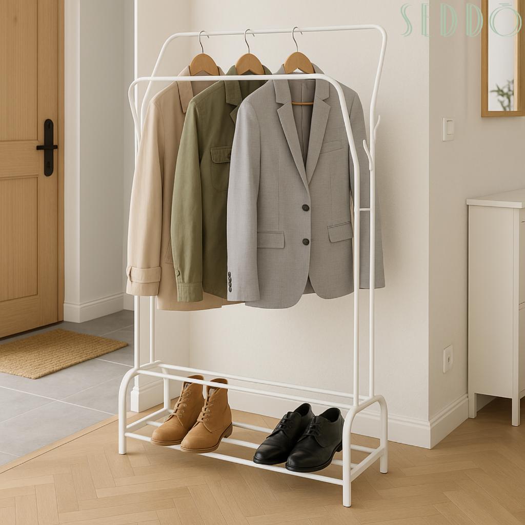 Shelf Metal Hanger Stable Durable Standing Hall Wardrobe
