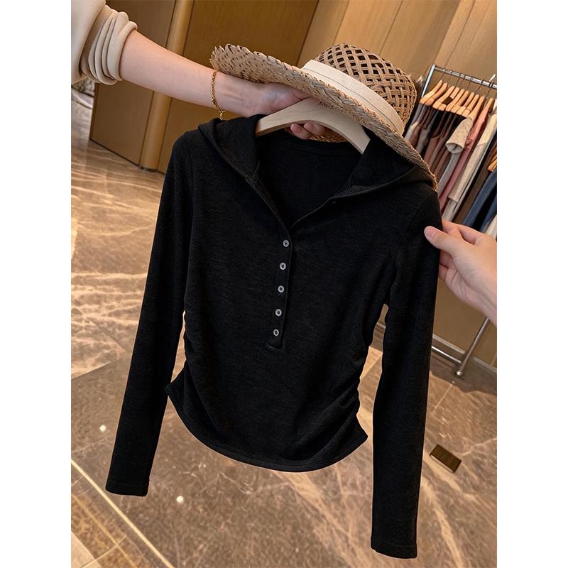 La Chapelle Women's Slim-Fit Hooded Long-Sleeve T-Shirt