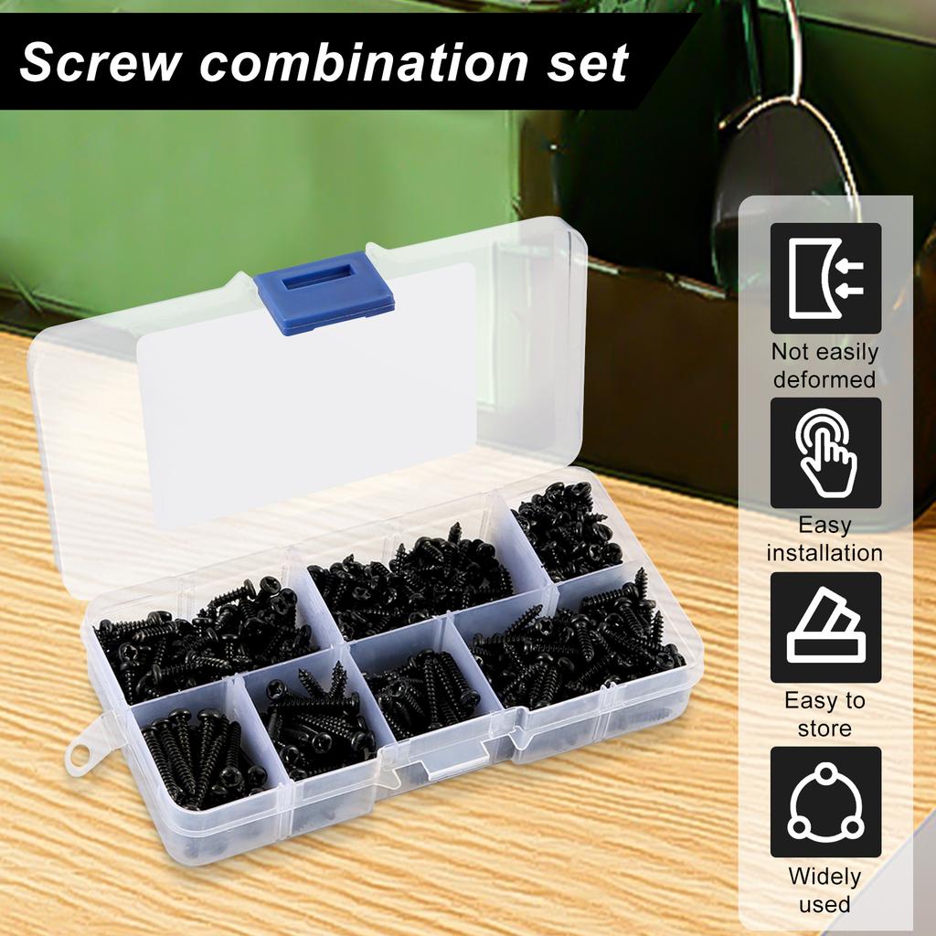 2000pcs M3 Screw Black Self Tapping Screw Pan Head Cross Self Drilling Wood Metal 6/8/10/12/18/20mm Countersunk Machine Fastener