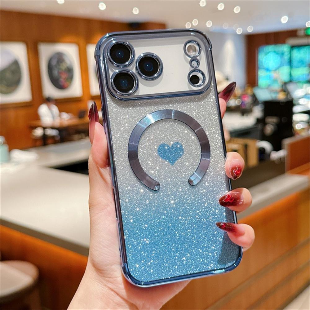 For iPhone 17 Pro Max Case Gradient Sparkle TPU Phone Cover Compatible with MagSafe
