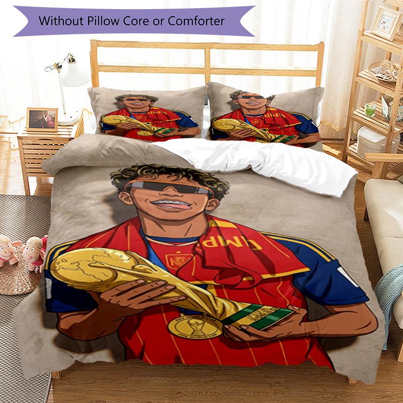 Lamine Yamal Spanish Football Player Bedding Set,Premium Bed Linen for Bedroom Home Decoration,Perfect Collectible Gift for Messi Fans,Easy Care Duvet